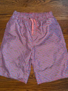 Class Club Coral Swim Trunks with Tiny Fish Print